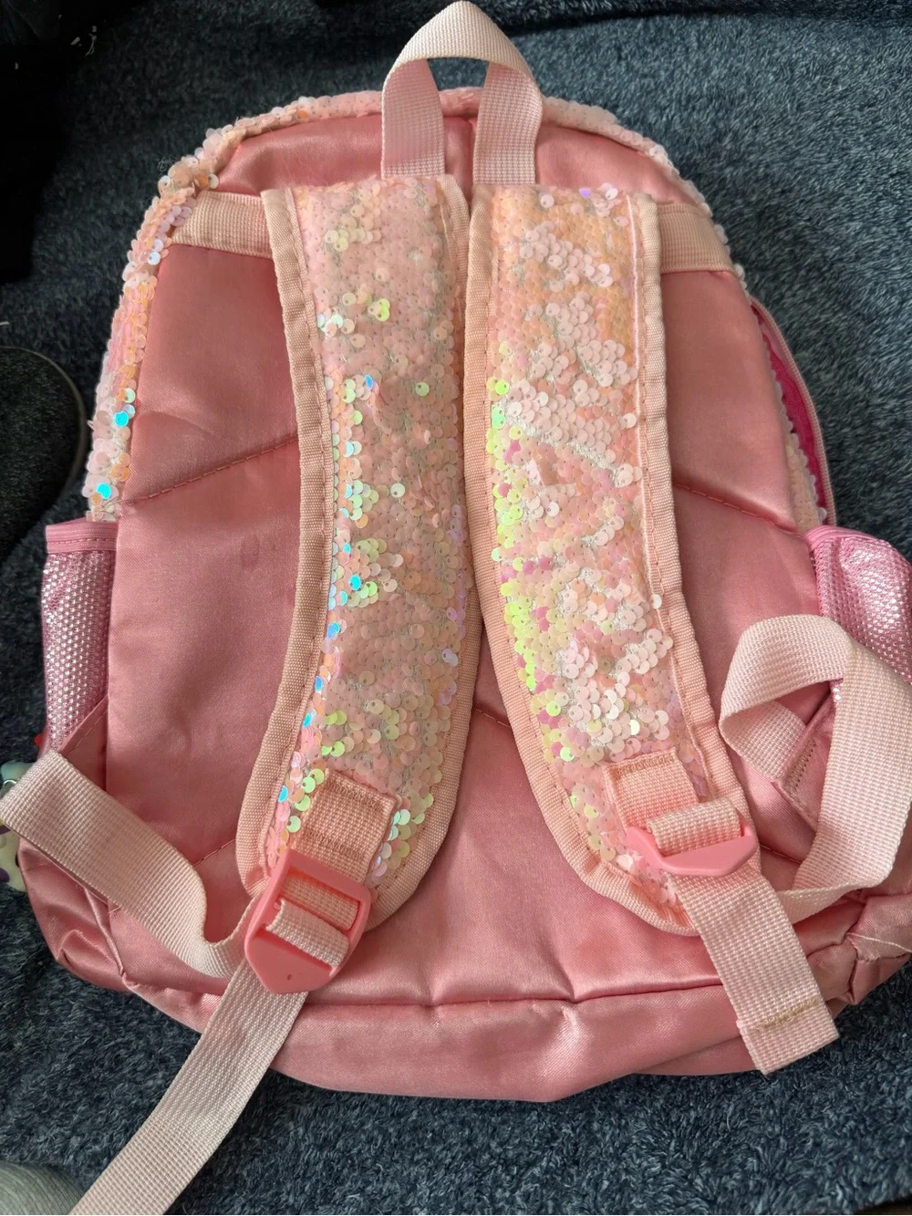 Girls Pink Sequin Unicorn and Donuts Design Backpack